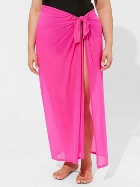 New torrid Hot Pink glo Tie-Front Sheer Swim Sarong